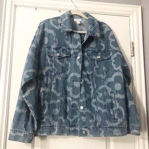 Forever 21 Flower Printed Denim Jacket